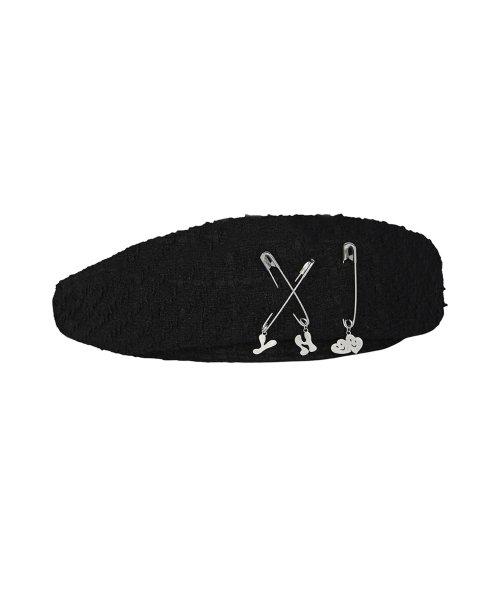 TWEED RIBBON BERET BLACK