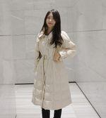 4색 백설공주 롱패딩 트렌치 벨트 플레어 웰론 카라 롱 패딩