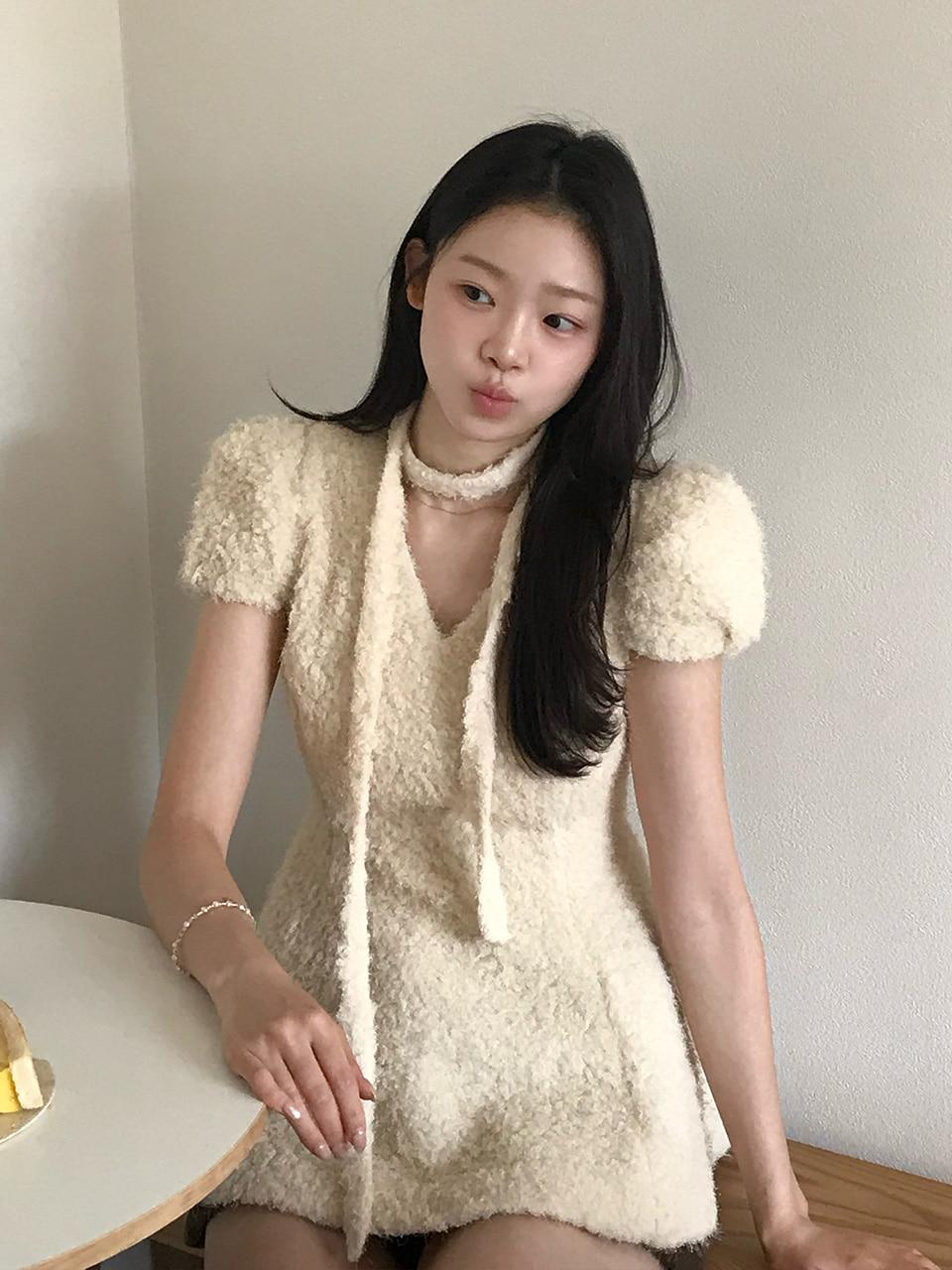 Fluffy Tie Top(2color)