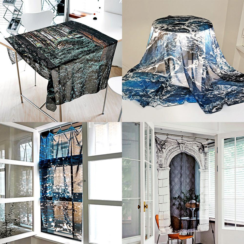 쉬폰 대형 패브릭 포스터 바다 감성 포스터 창문 풍경 사진