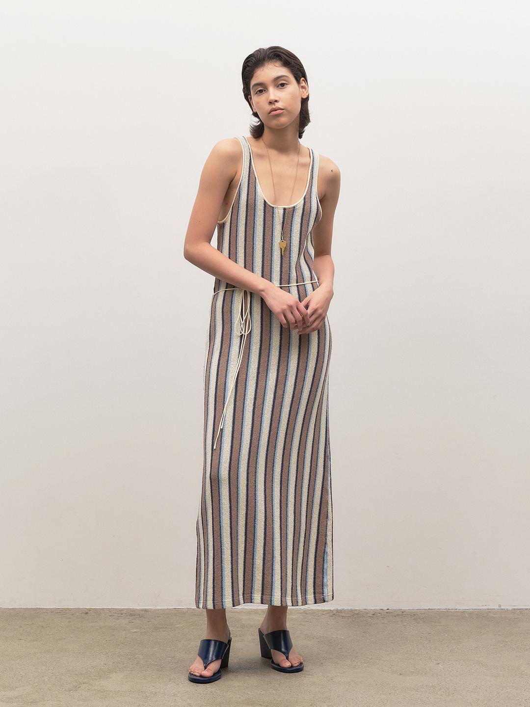 Stripe knit dress (블루)