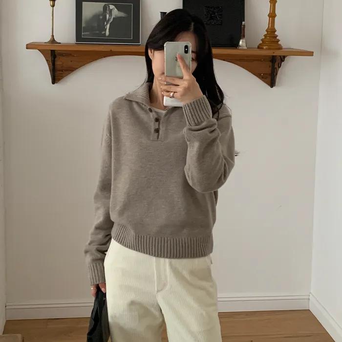 [라세지스지혜PICK] cashmere collar knit-beige