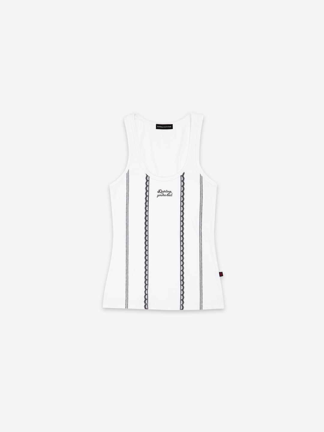 [베이비몬스터 라미 착용]LACE PRINTED SLEEVELESS # OFF-WHITE - 달링유어배드