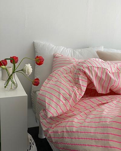 네온 스트라이프 침구 (네온핑크)