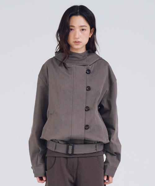 Soft Fade Belted Jacket, Drak Brown