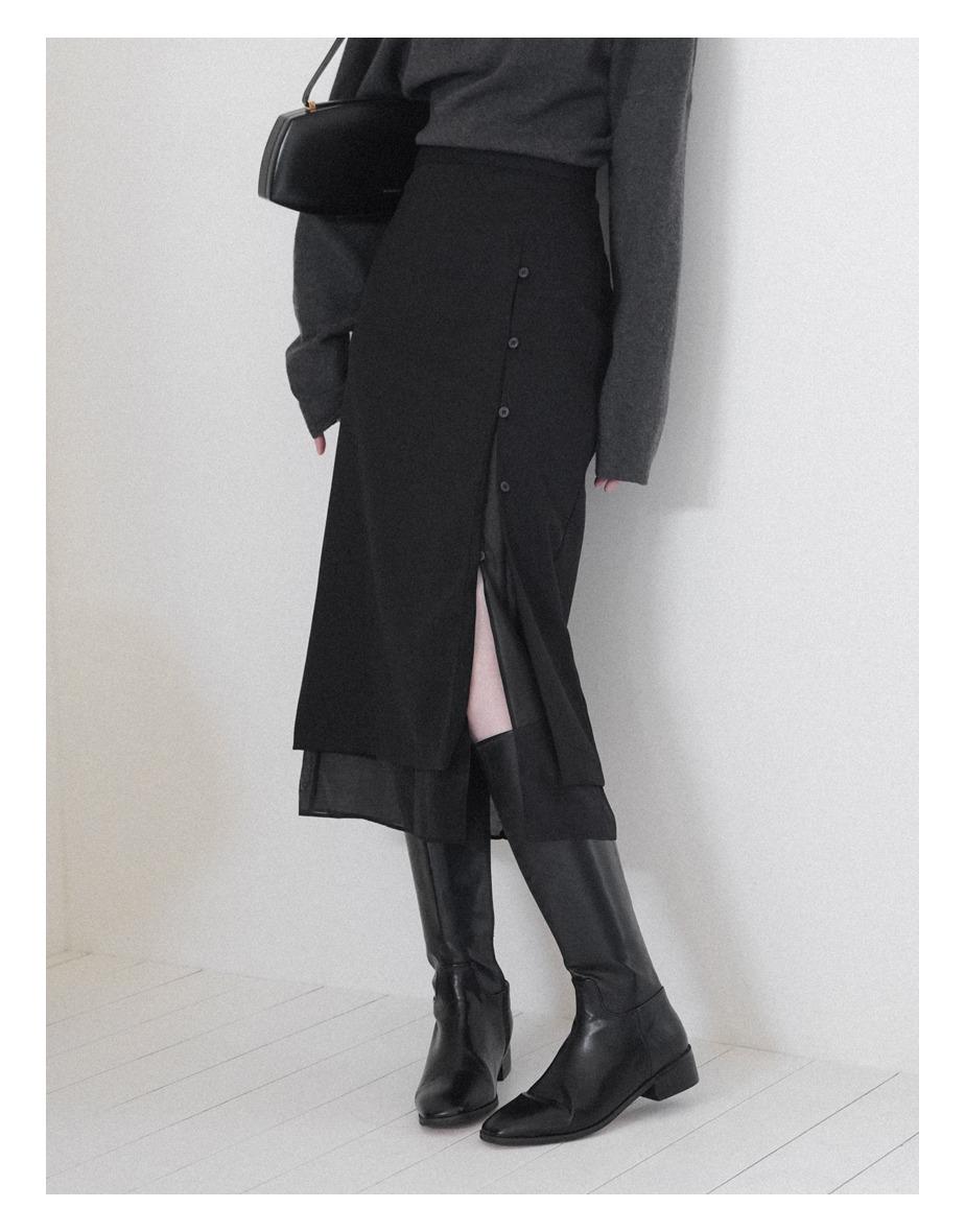 [7일소요] [FW ver.] 슈어 버튼 레이어 스커트 (2colors)