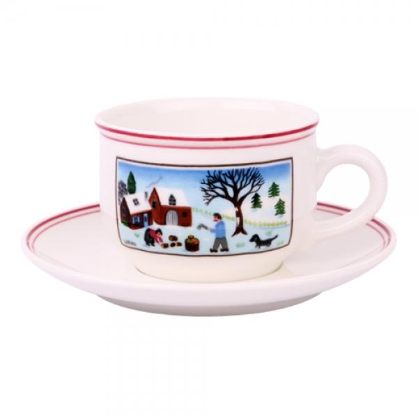 디자인나이프 크리스마스 티컵0.25L & 소서 1인조