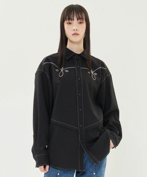 웨스턴 슬릿 셔츠_블랙
