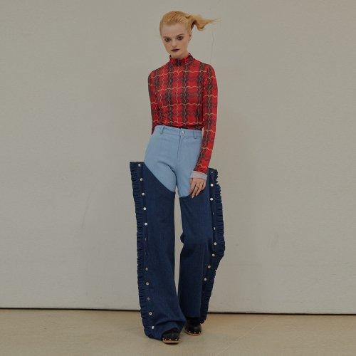 레그 워머 팬츠_블루