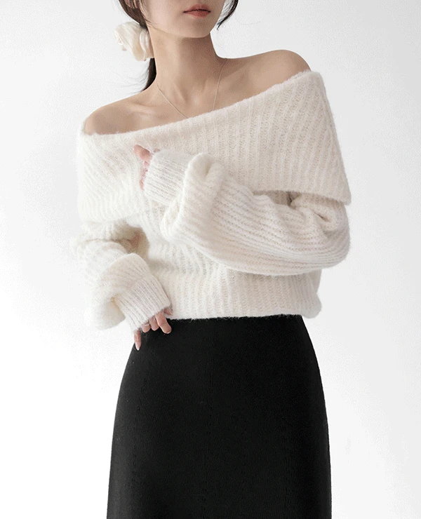 위켄드 울 골지 오프숄더 니트 (2color)