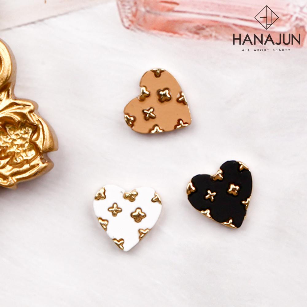 골드 금장 클로버패턴 하트 젤네일파츠 웨딩네일