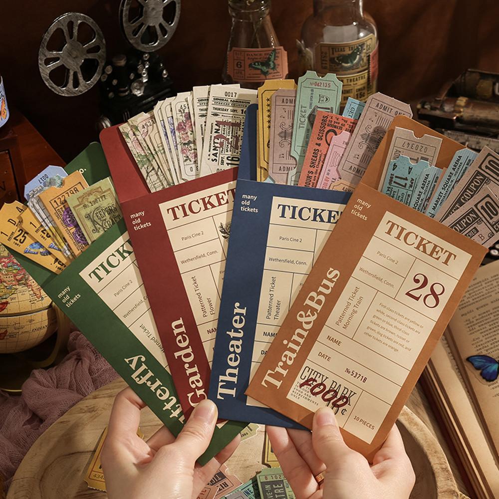 레트로 빈티지 티켓 다꾸 스티커 팩
