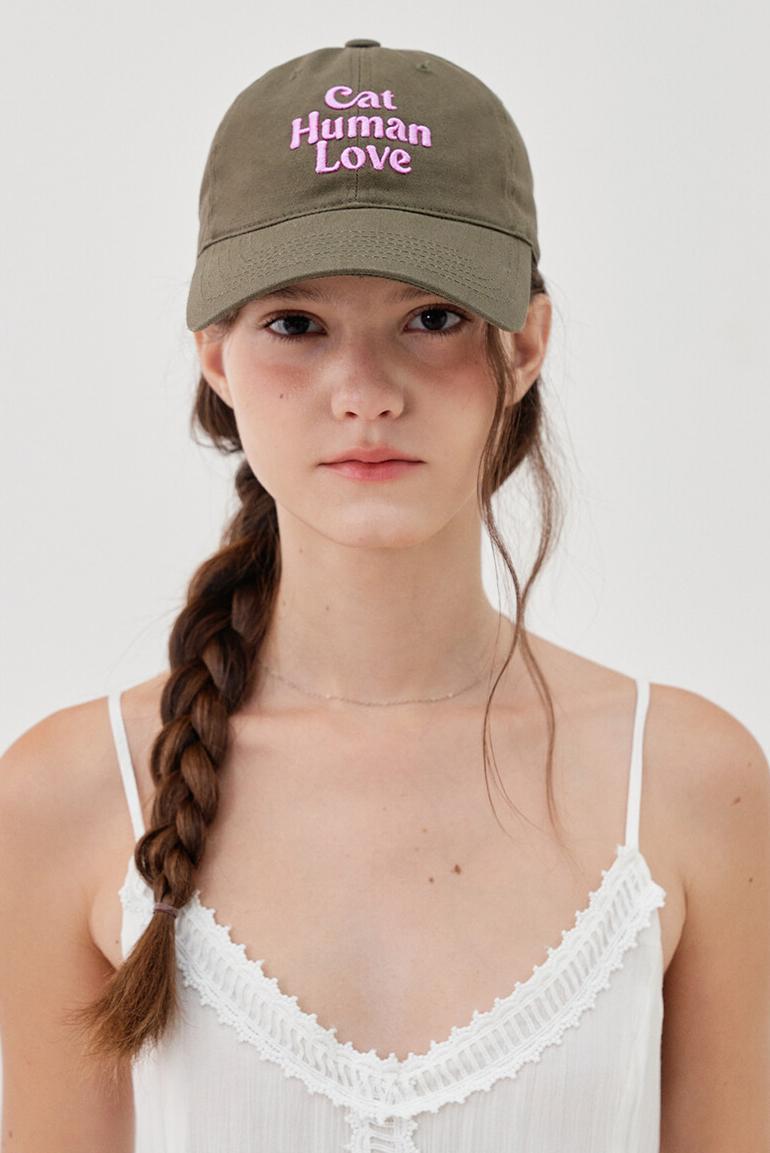 CAT HUMAN LOVE BALL CAP / KHAKI