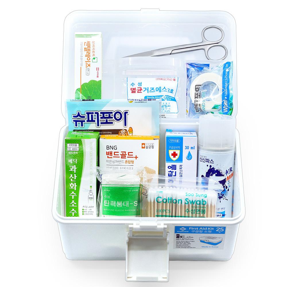 가정용 구급함 세트 12종  화이트 구급상자 약보관함 꼭 필요한 구성