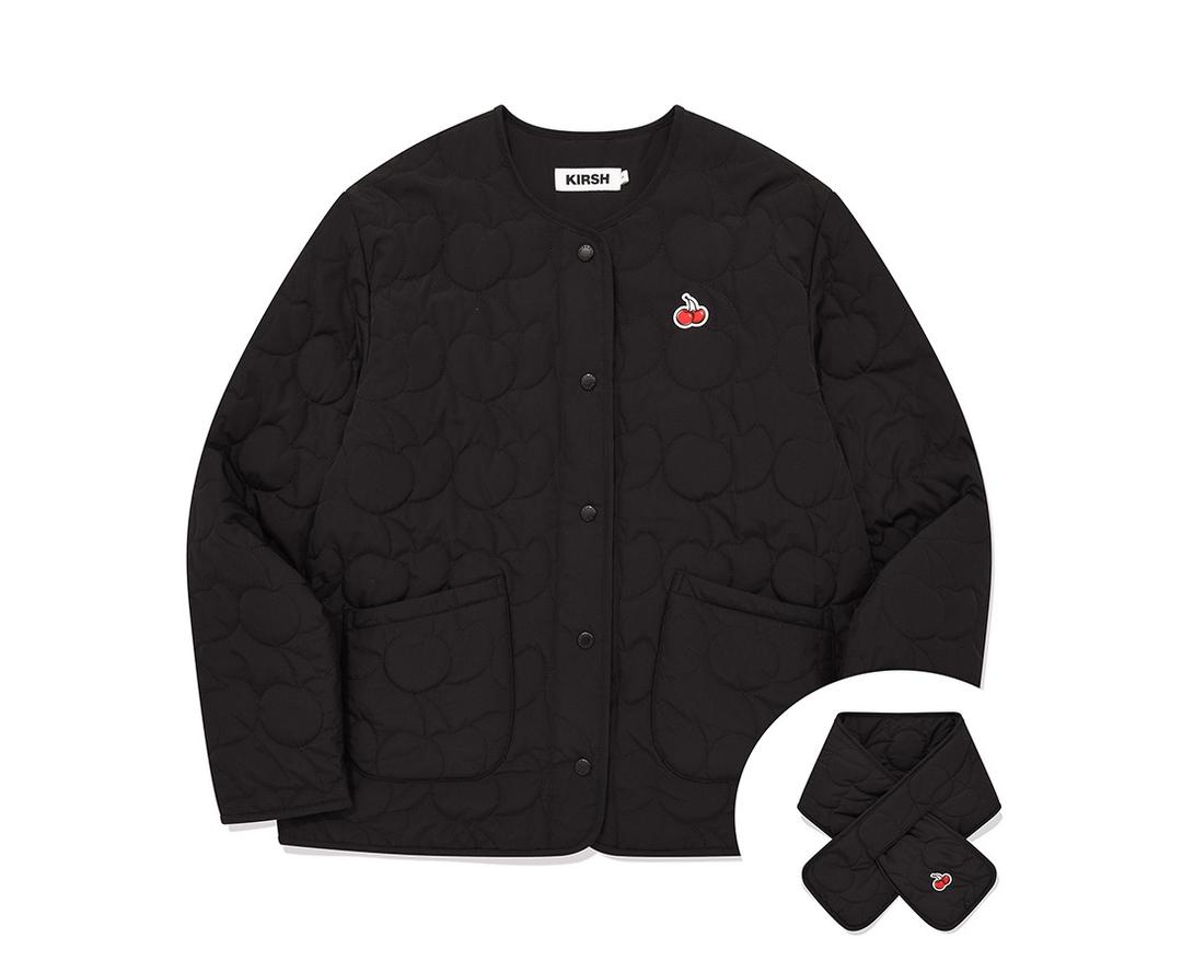 체리 퀼팅 자켓 + 머플러 세트 [블랙]