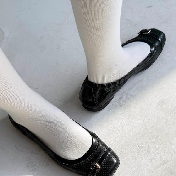 Fendi Perforated Leather Buckle Strap Trim Flats