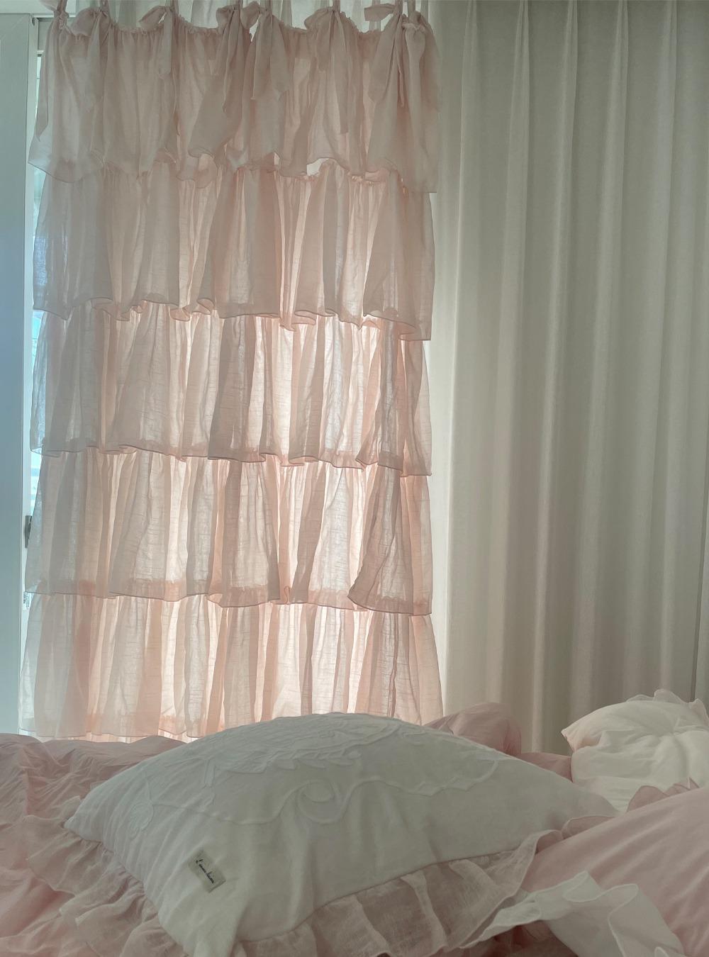 프렌치 프릴 커튼/핑크