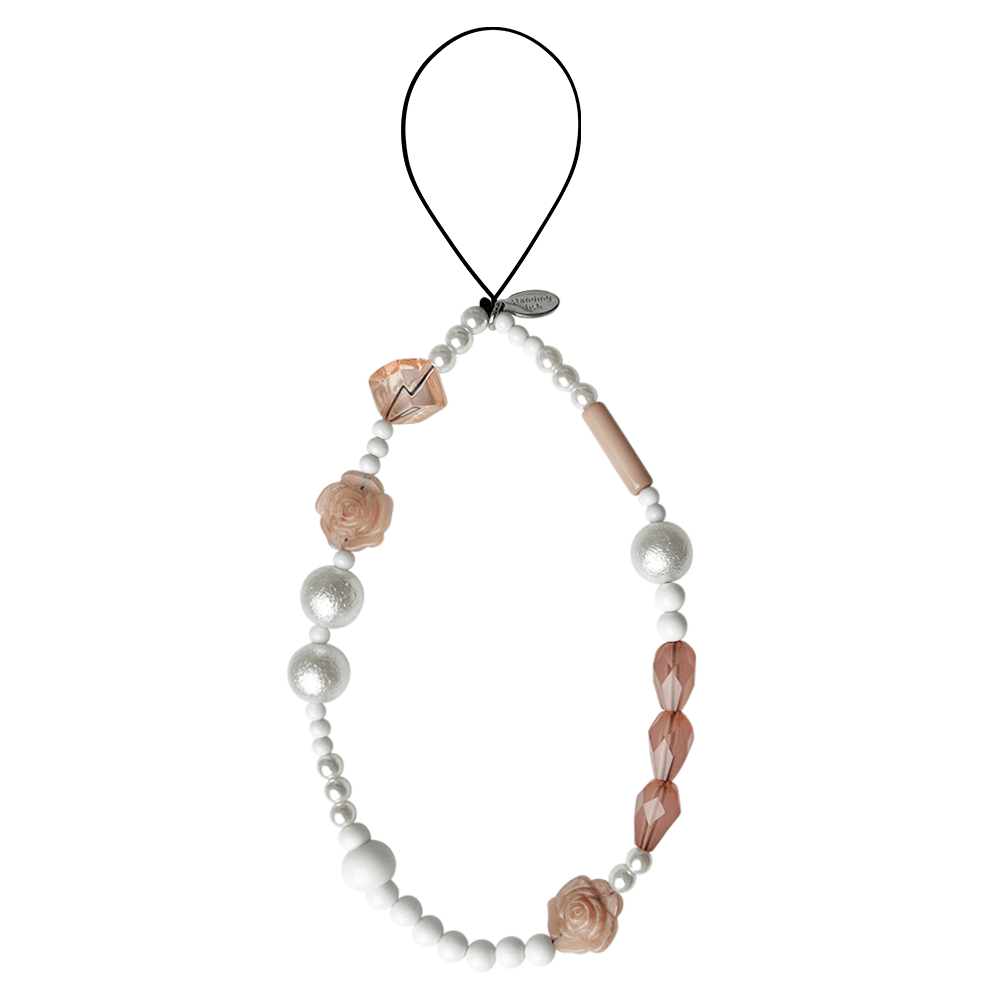 beige pink rose phone strap P1