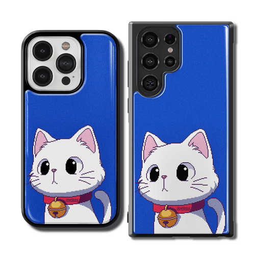 1980's Cat (Blue white) 유광 에폭시 범퍼 폰케이스
