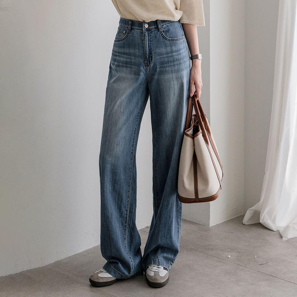 찰랑 워싱 데님 팬츠