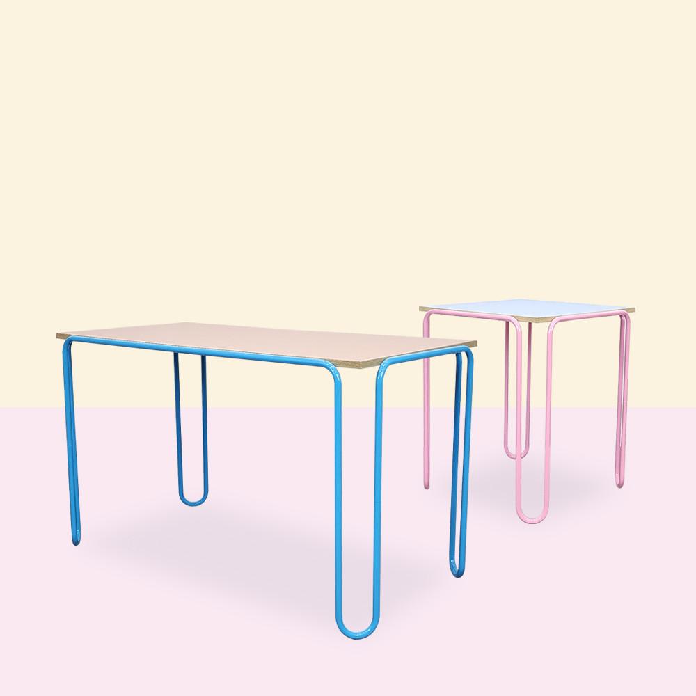 퍼프로드 카페 테이블 인테리어 디자인 업소용 철제 hpl 컬러 폴즈테이블