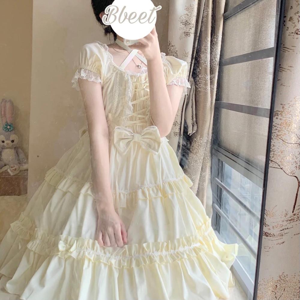 로리타 드레스 레이스 3단 원피스 양산형 옷 틱톡옷 고스로리