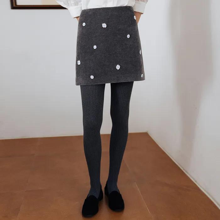 플라워 아플리케 미니 스커트 (Burgundy/Charcoal)_2FWUSK13