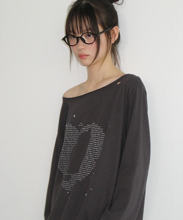 TYPE CAT OFF SHOULDER LONG SLEEVE CHARCOAL