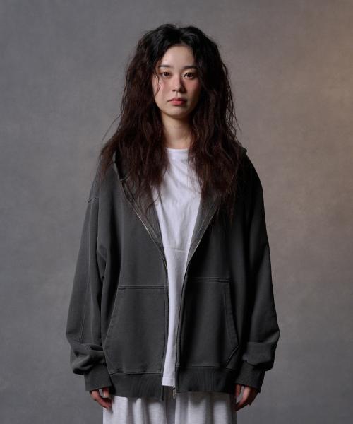 피그먼트 해비 벌룬 후드 집업