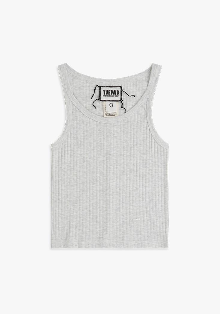 Ribbed sleeveless tank top in melange
