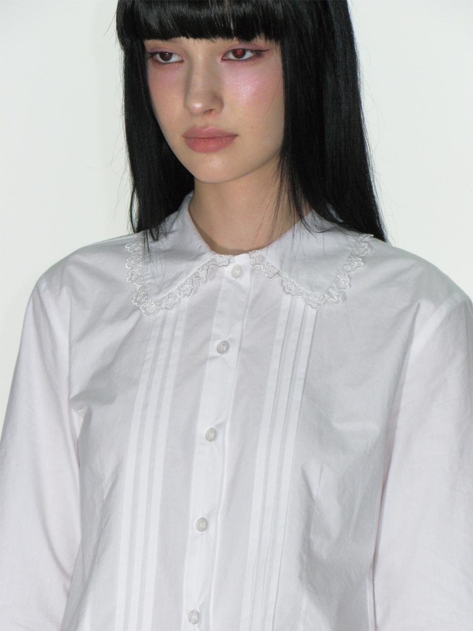 PINTUCK LACE LONG SLEEVE BLOUSE_WHITE
