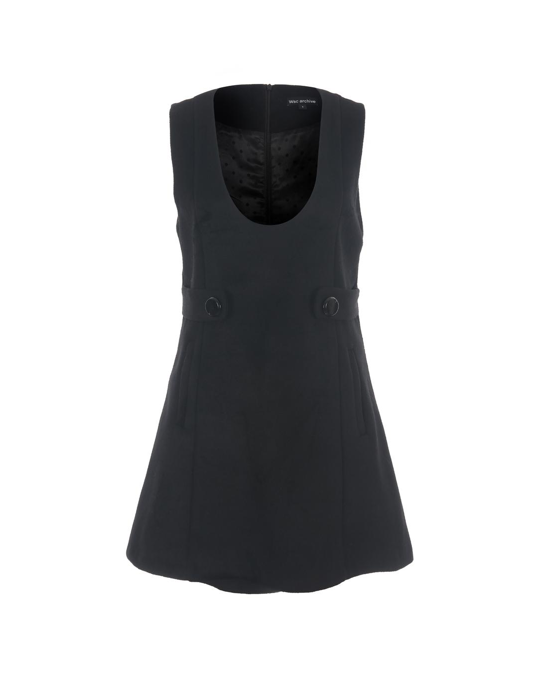 Wool button mini dress 001