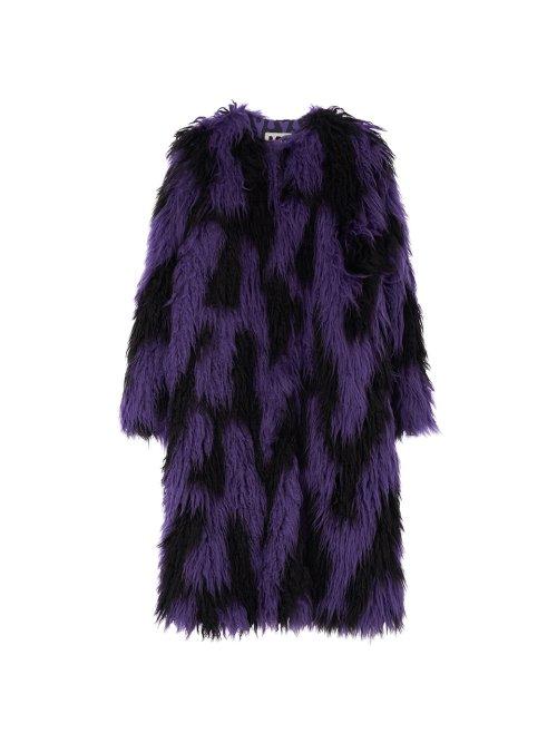 퍼플 라운드넥 퍼코트