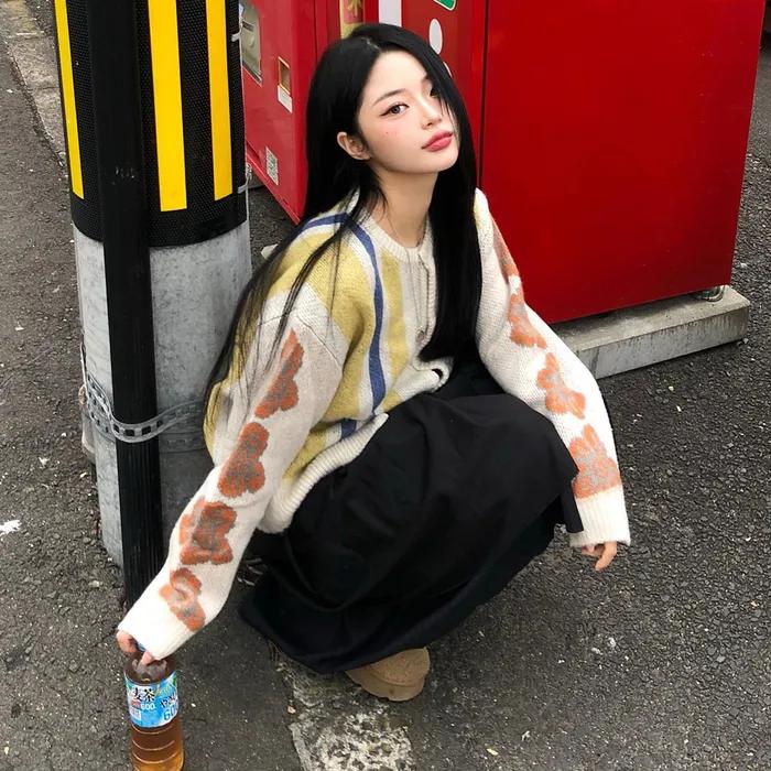 벌키 브러쉬 플라워 가디건 YELLOW