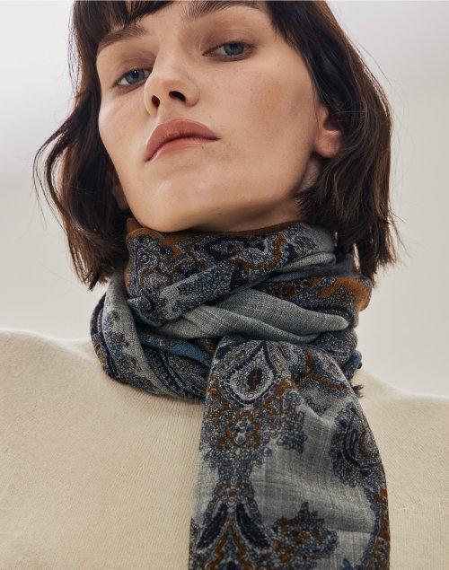 닥스 여성 액세서리(DAKS WOMENS ACCESSORIES)  [WOOL100][남녀공용]다크 블루 페이즐리 울스카프 DCSC3F799B3 - 사이즈 & 후기 | 무신사