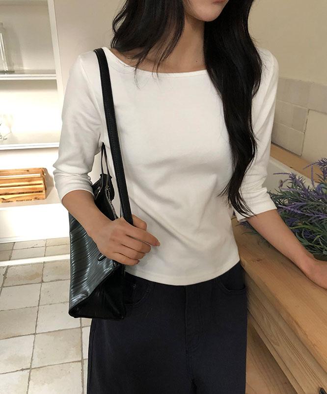 니어웨어 [S/S🌸] 게토 7부 보트넥 기모티 (4color)/칠부/기본티/페미닌/라운드넥/슬림핏/레이어드/이너