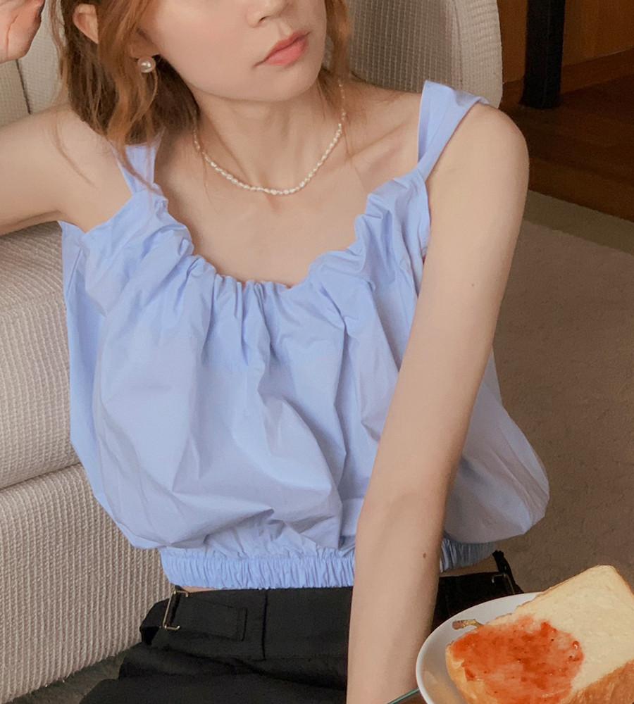 에르도 스트랩 밴딩 크롭 블라우스