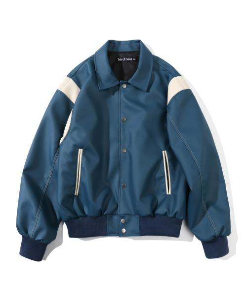 UNISEX STITCH OVER VARSITY JACKET_BLUE