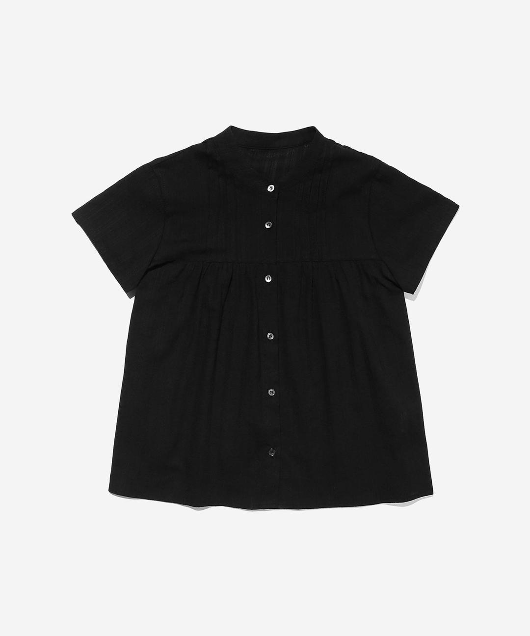 ke201-Shirring Blouse Black
