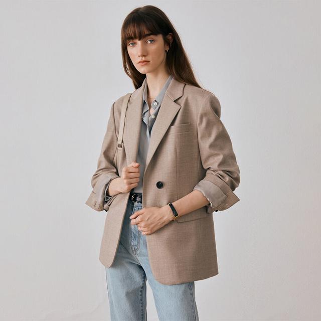 ESSENTIAL 2 BUTTON WOOL BLAZER OATMEAL MELANGE_UDJA1C202I1