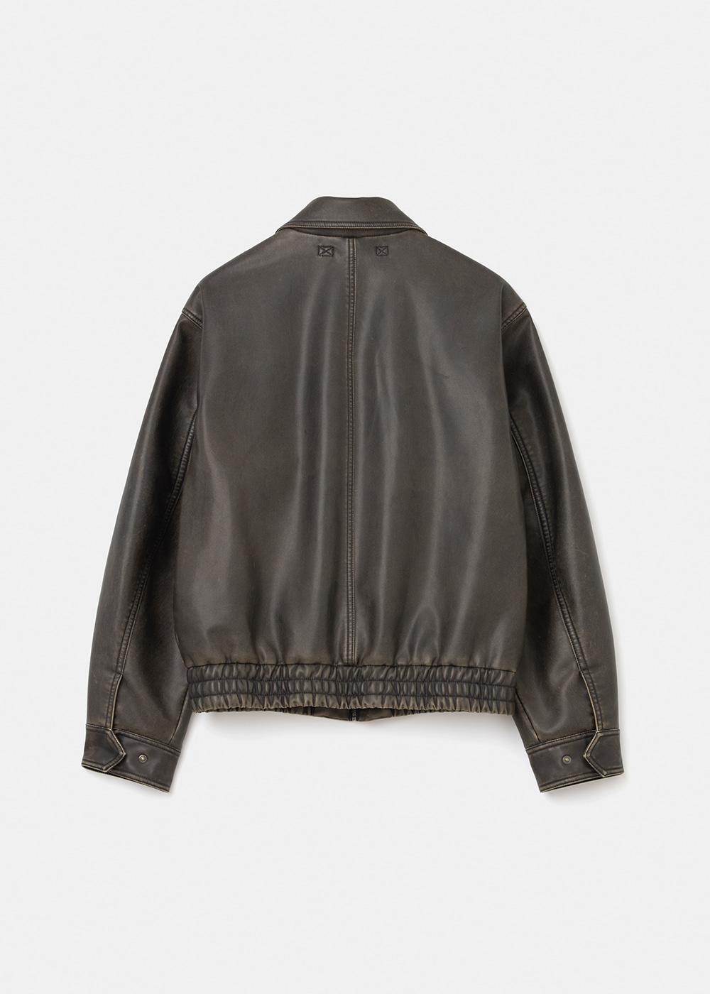 faux leather A-2 jacket brown