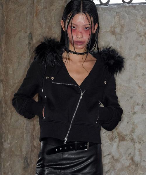 Rider Fur Hood Zip Up (BLACK)