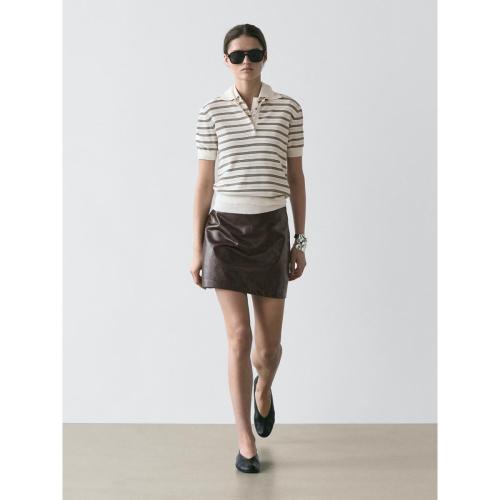 반팔 스트라이프 니트 폴로 셔츠