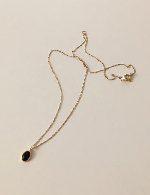 14k oval onyx necklace