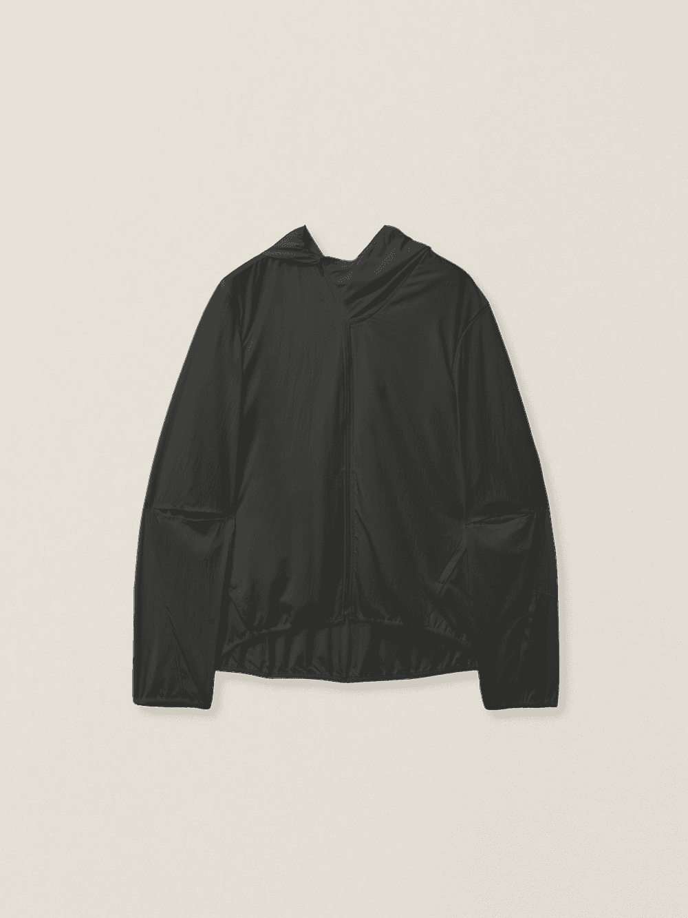 CUT-OUT SLEEVE HOODED ZIP JACKET CHARCOAL