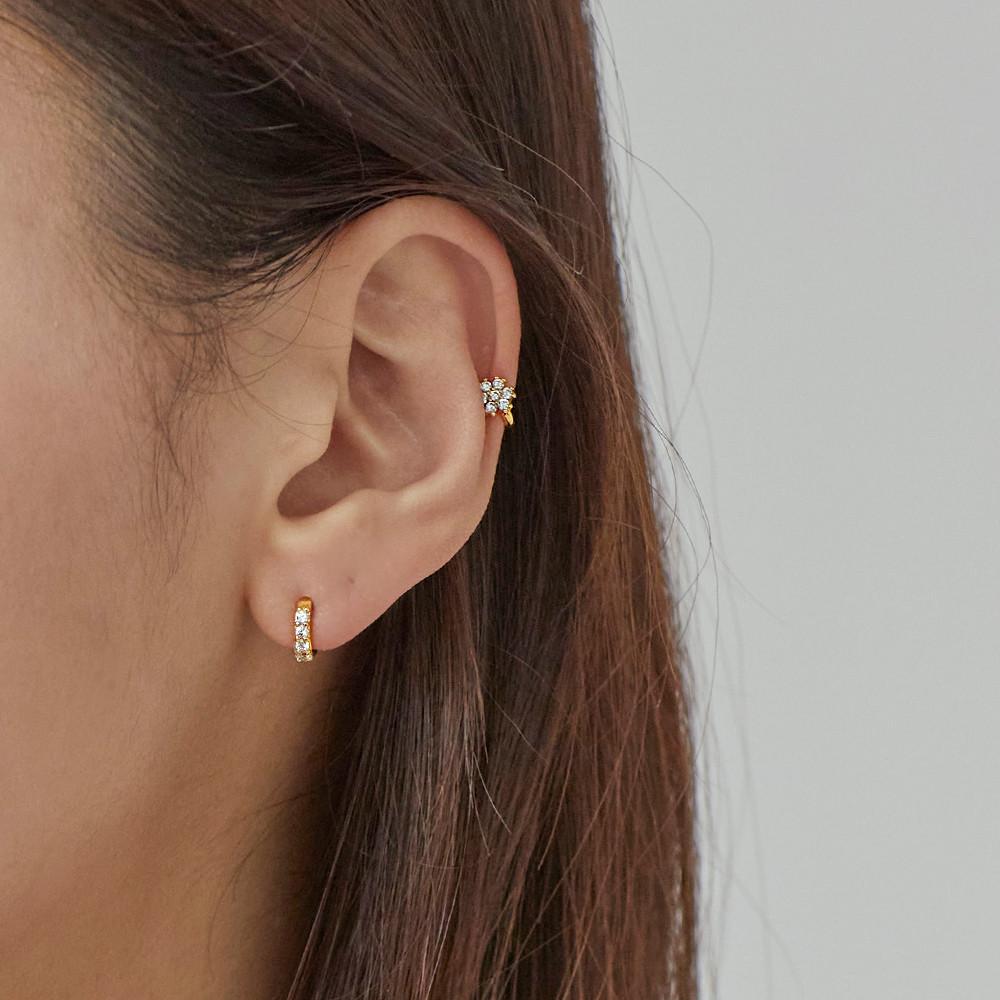 골드앤디어 14K 미니 민자 큐빅 링귀걸이 3 size