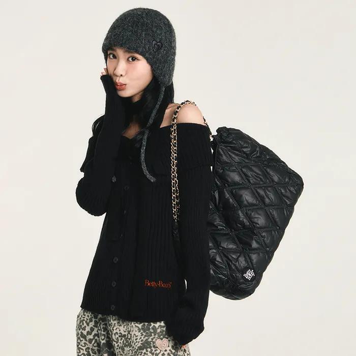 베티붑 퀄팅 체인 숄더백_블랙