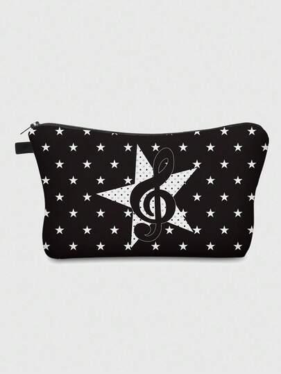 ROMWE Goth Star Print Portable Cosmetic Bag/Makeup Pouch