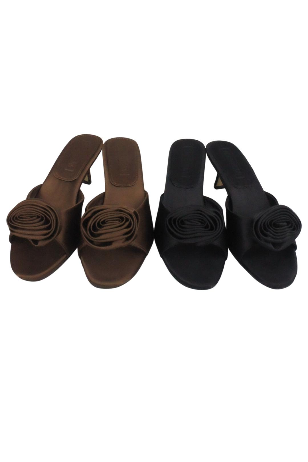 하루[春] - Posh rose heel (Black/Brown)