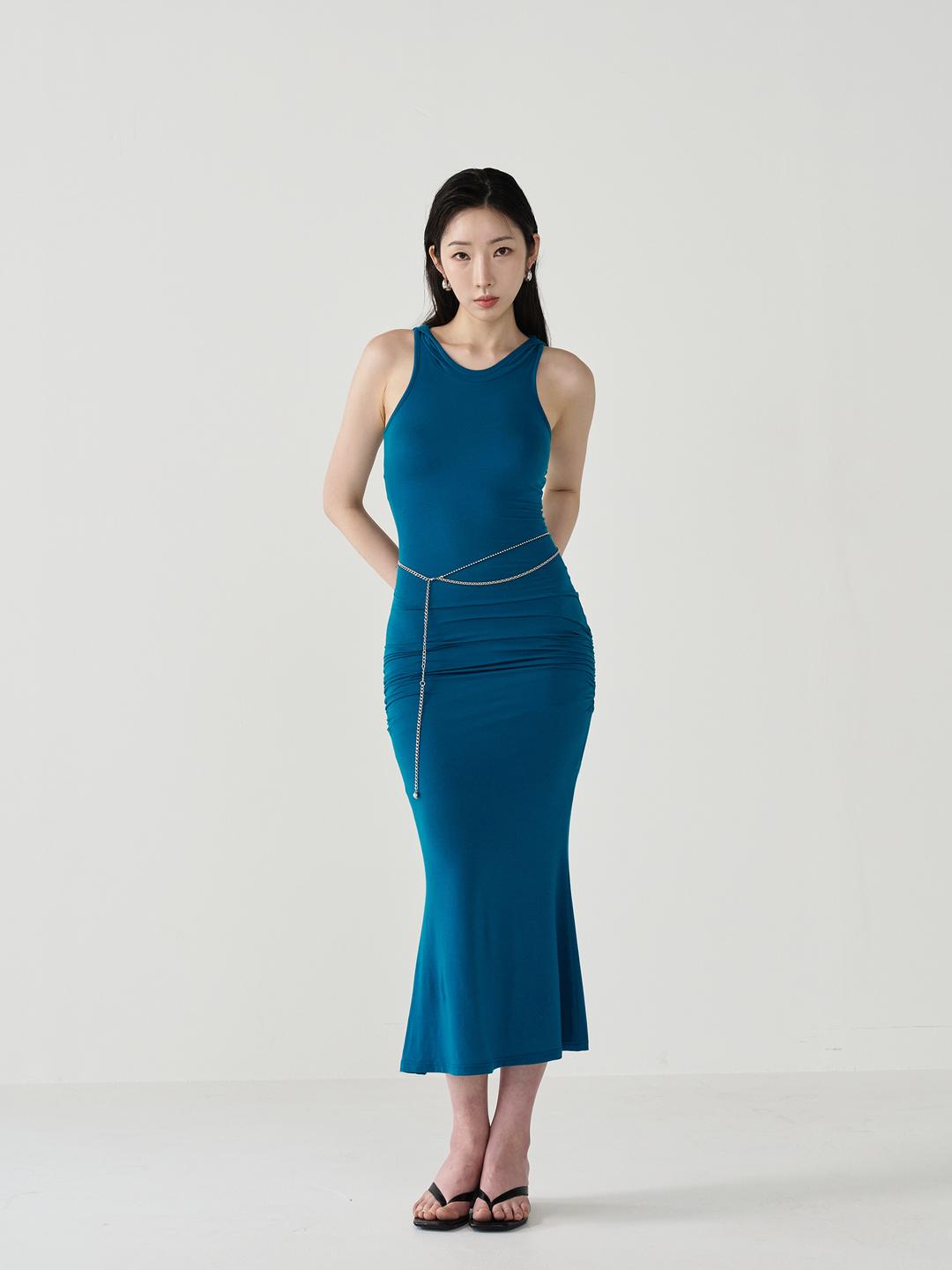HOOD MAXI DRESS BLUE